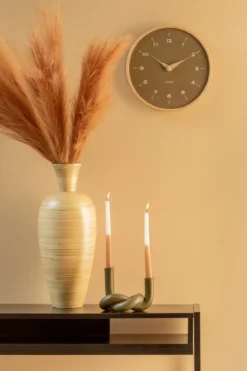 Wall clock Osado Dome wood moss green