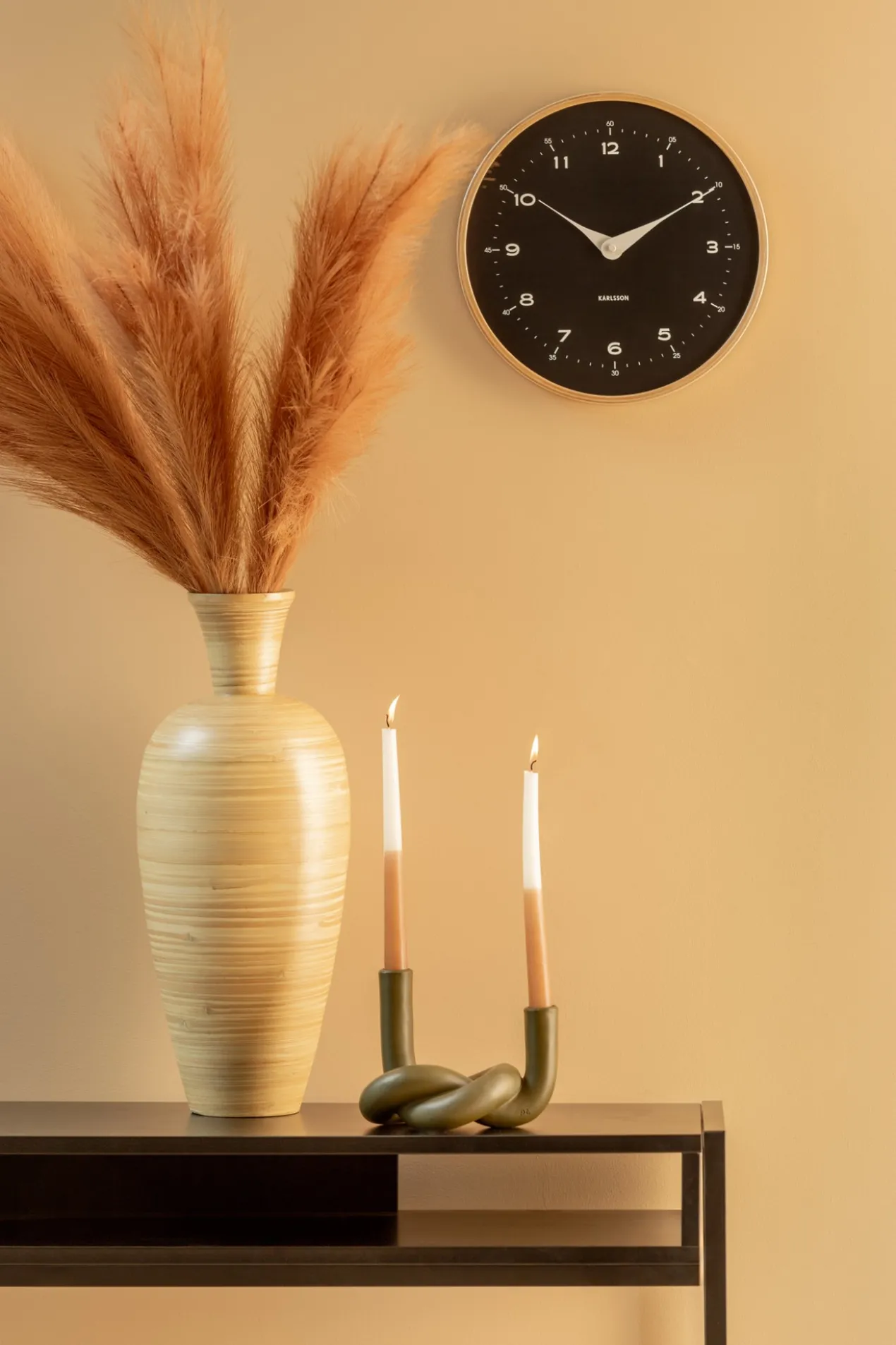 Wall clock Osado Dome wood moss green