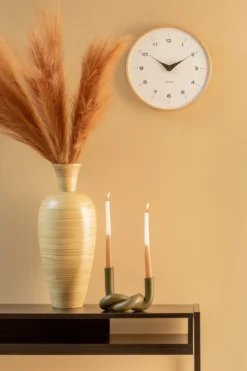 Wall clock Osado Dome wood white