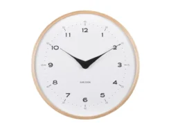 Wall clock Osado Dome wood white