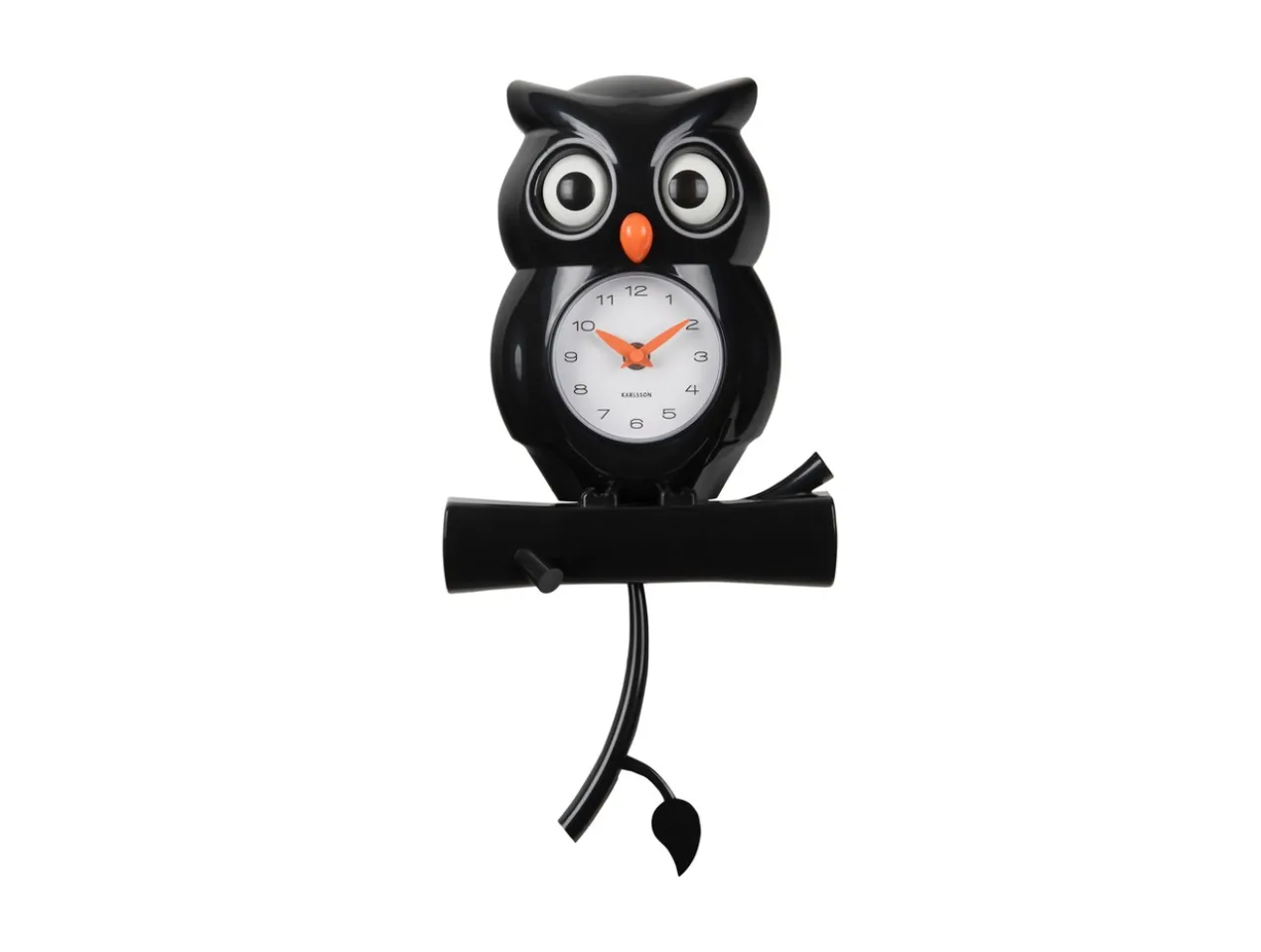 Wall clock Owl pendulum ABS black
