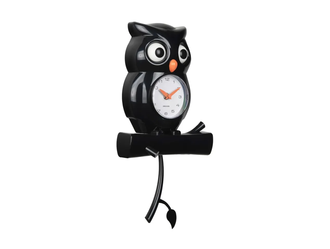 Wall clock Owl pendulum ABS black