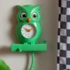 Wall clock Owl pendulum ABS bright green