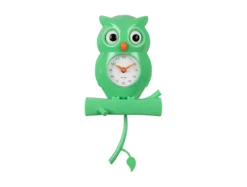 Wall clock Owl pendulum ABS bright green