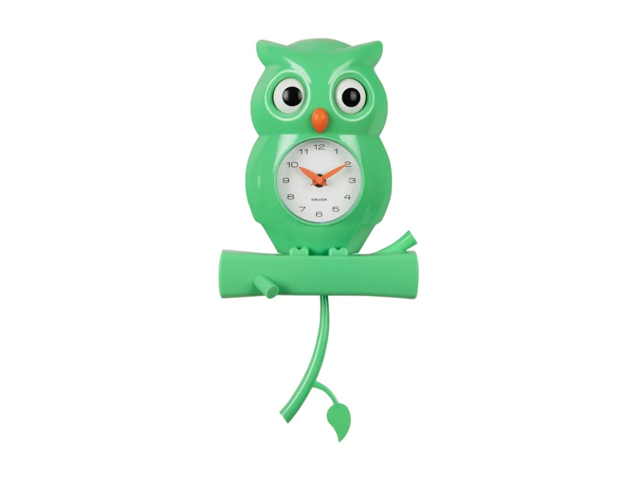 Wall clock Owl pendulum ABS bright green