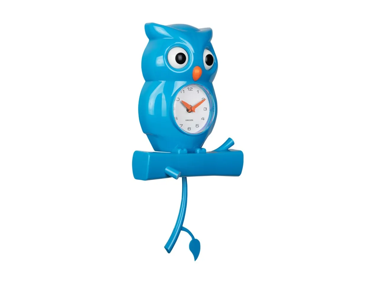 Wall clock Owl pendulum ABS bright blue