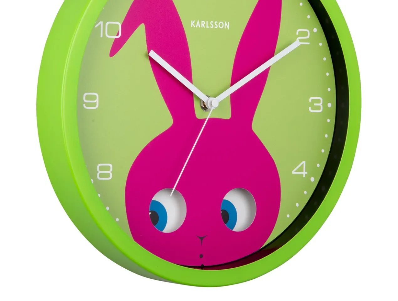 Wall clock Peekaboo Bunny dark green