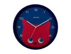 Wall clock Peekaboo Cat dark blue