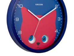Wall clock Peekaboo Cat dark blue