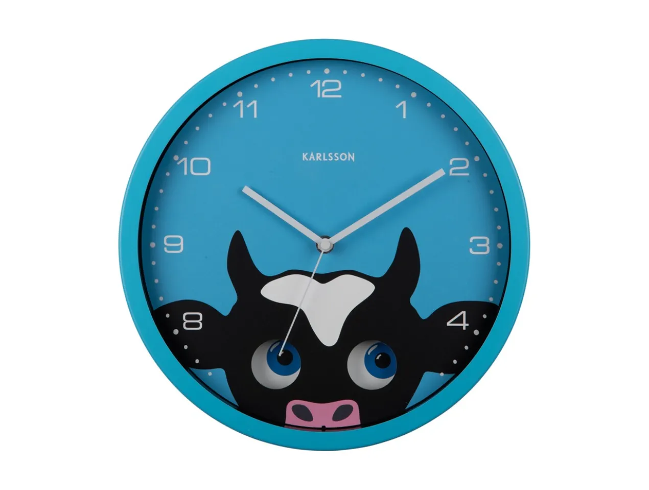 Wall clock Peekaboo Cow blue
