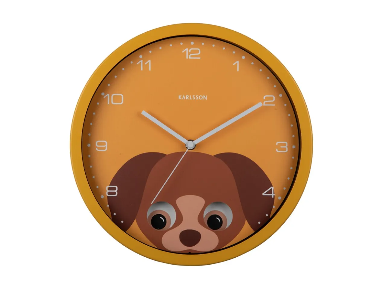 Wall clock Peekaboo Dog yellow