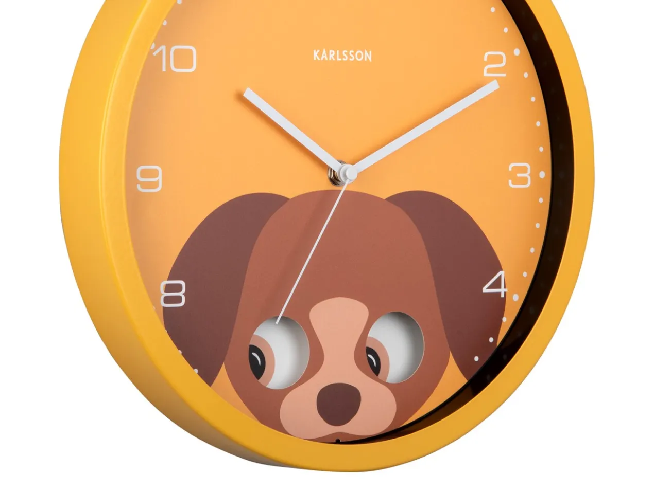 Wall clock Peekaboo Dog yellow
