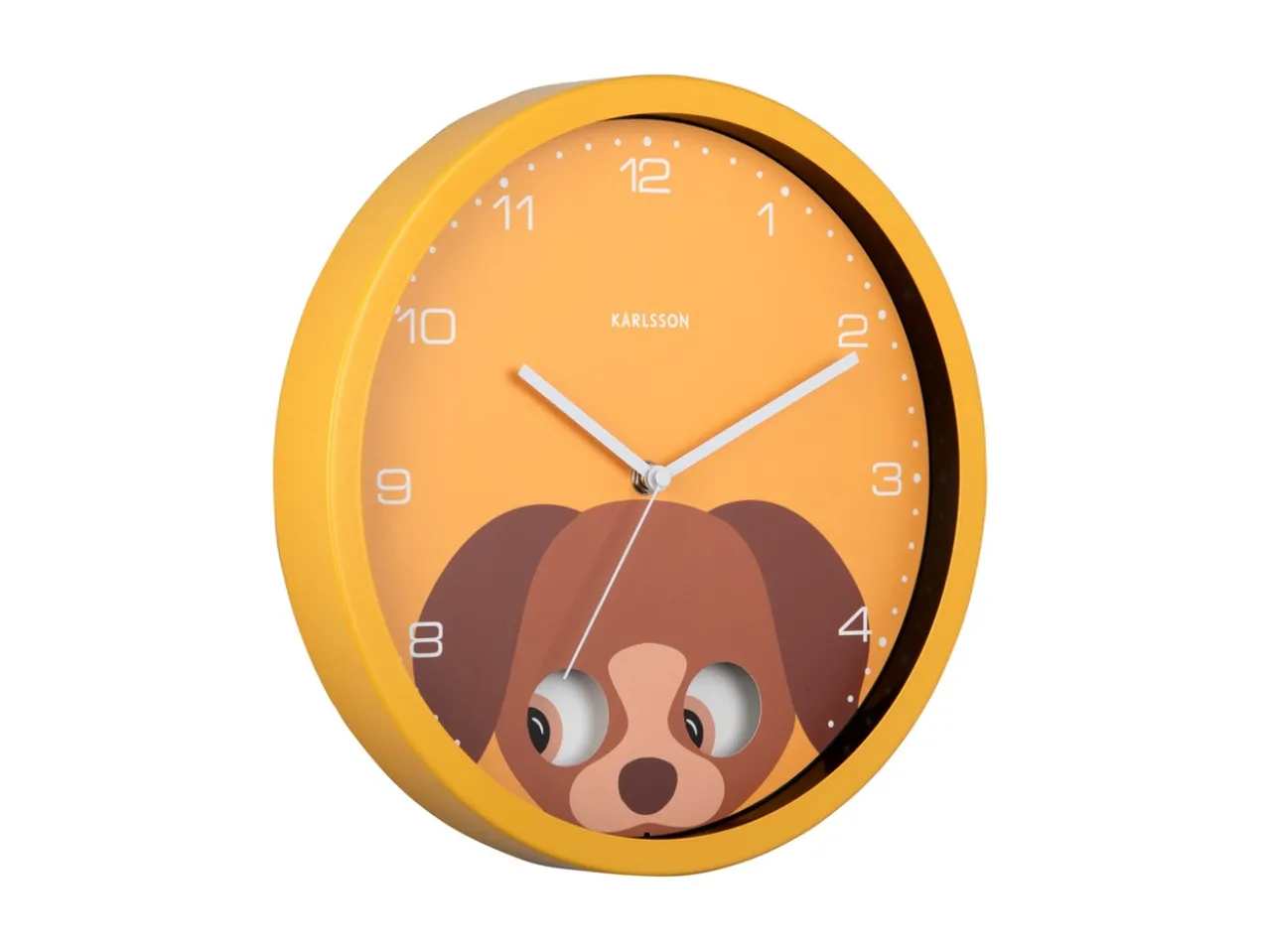 Wall clock Peekaboo Dog yellow