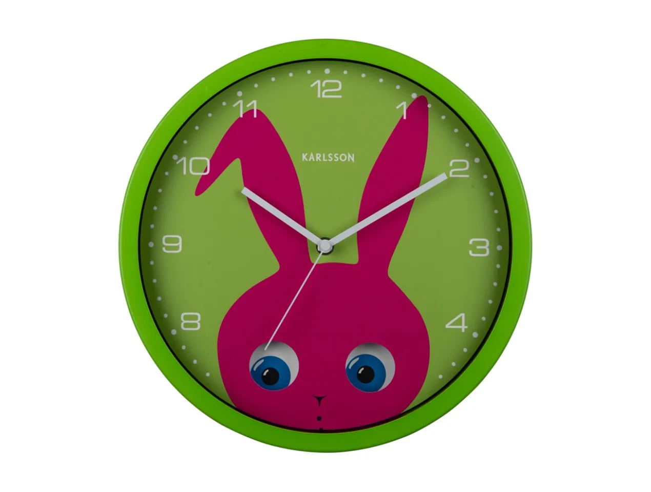 Wall clock Peekaboo Ladybug green