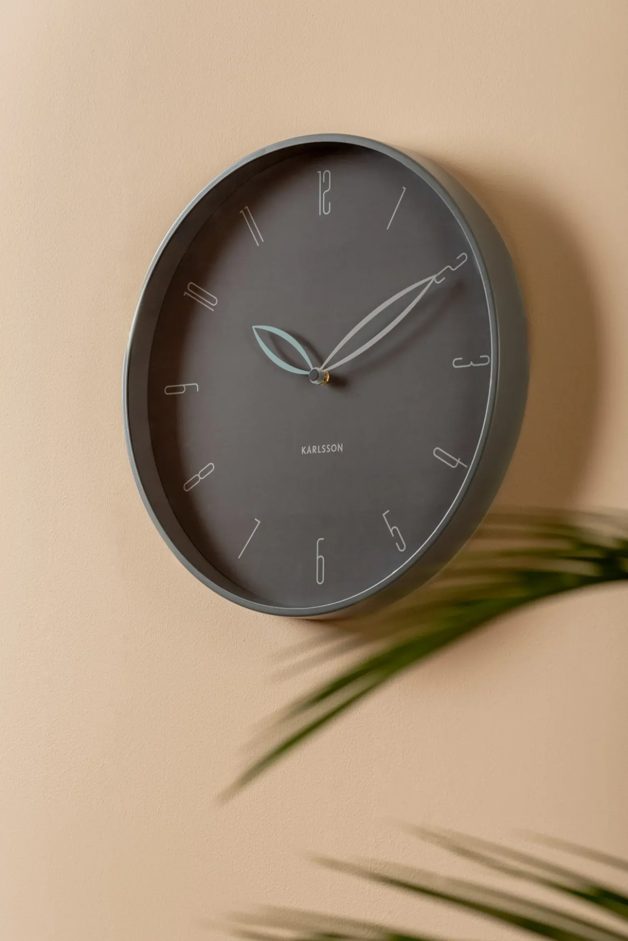 Wall clock Petals dark grey