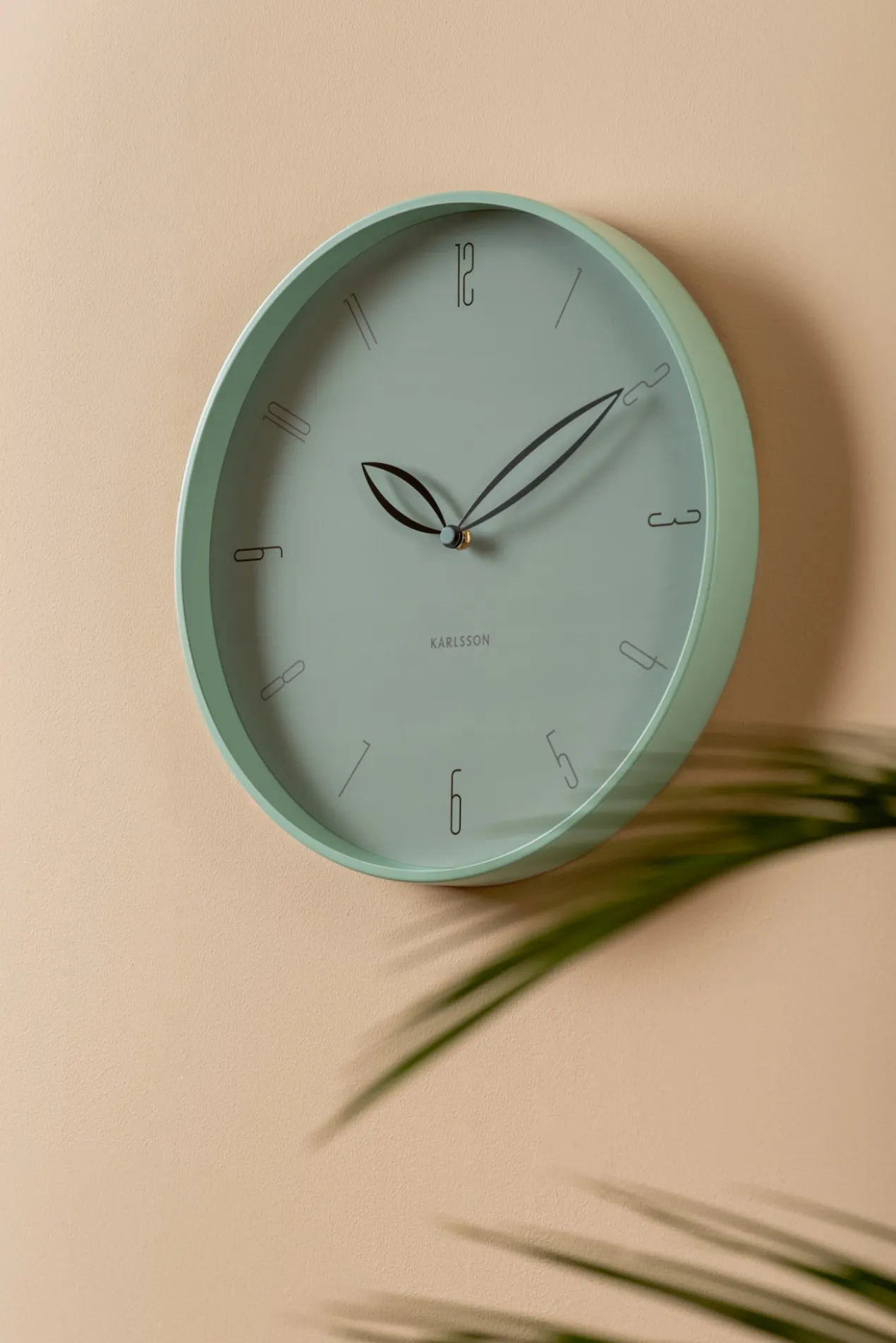 Wall clock Petals misty blue