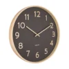 Wall clock Pure wood grain medium black