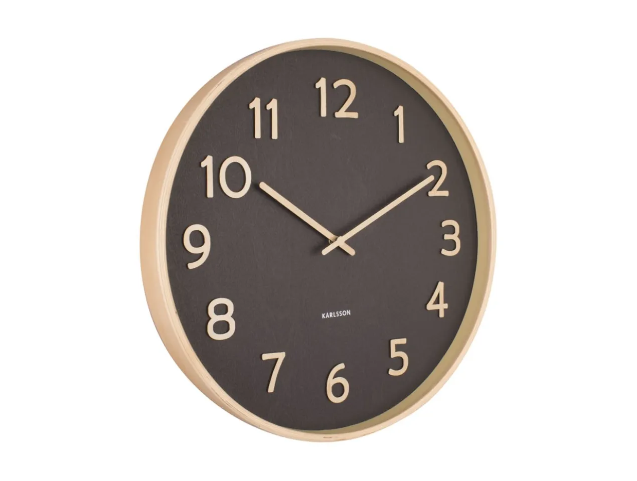 Wall clock Pure wood grain medium black