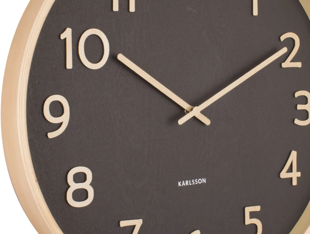 Wall clock Pure wood grain medium black