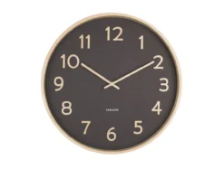 Wall clock Pure wood grain medium black