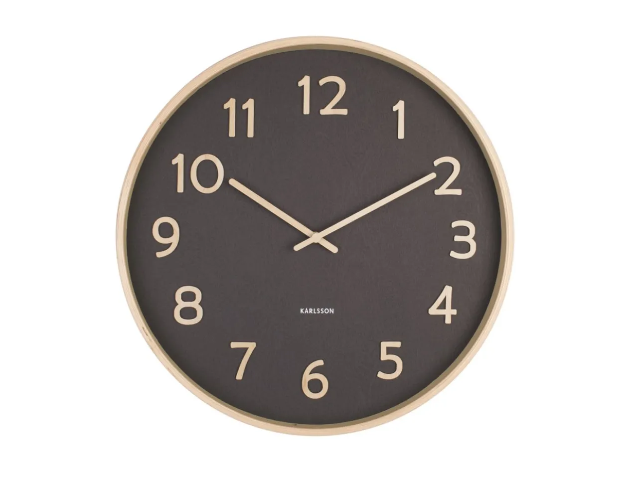 Wall clock Pure wood grain medium black