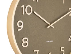 Wall clock Pure wood grain medium moss green