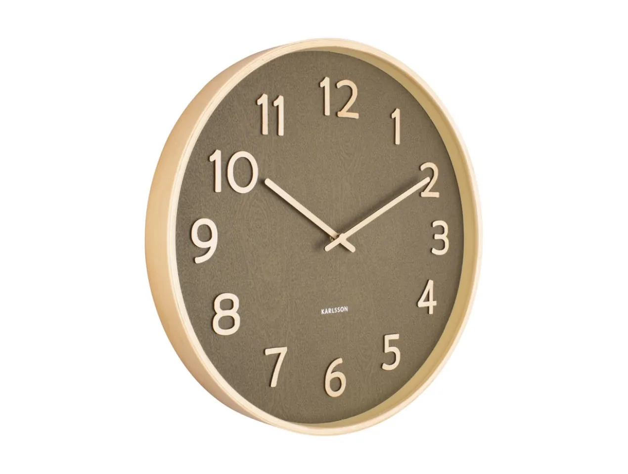 Wall clock Pure wood grain medium moss green