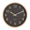 Wall clock Pure wood grain small black