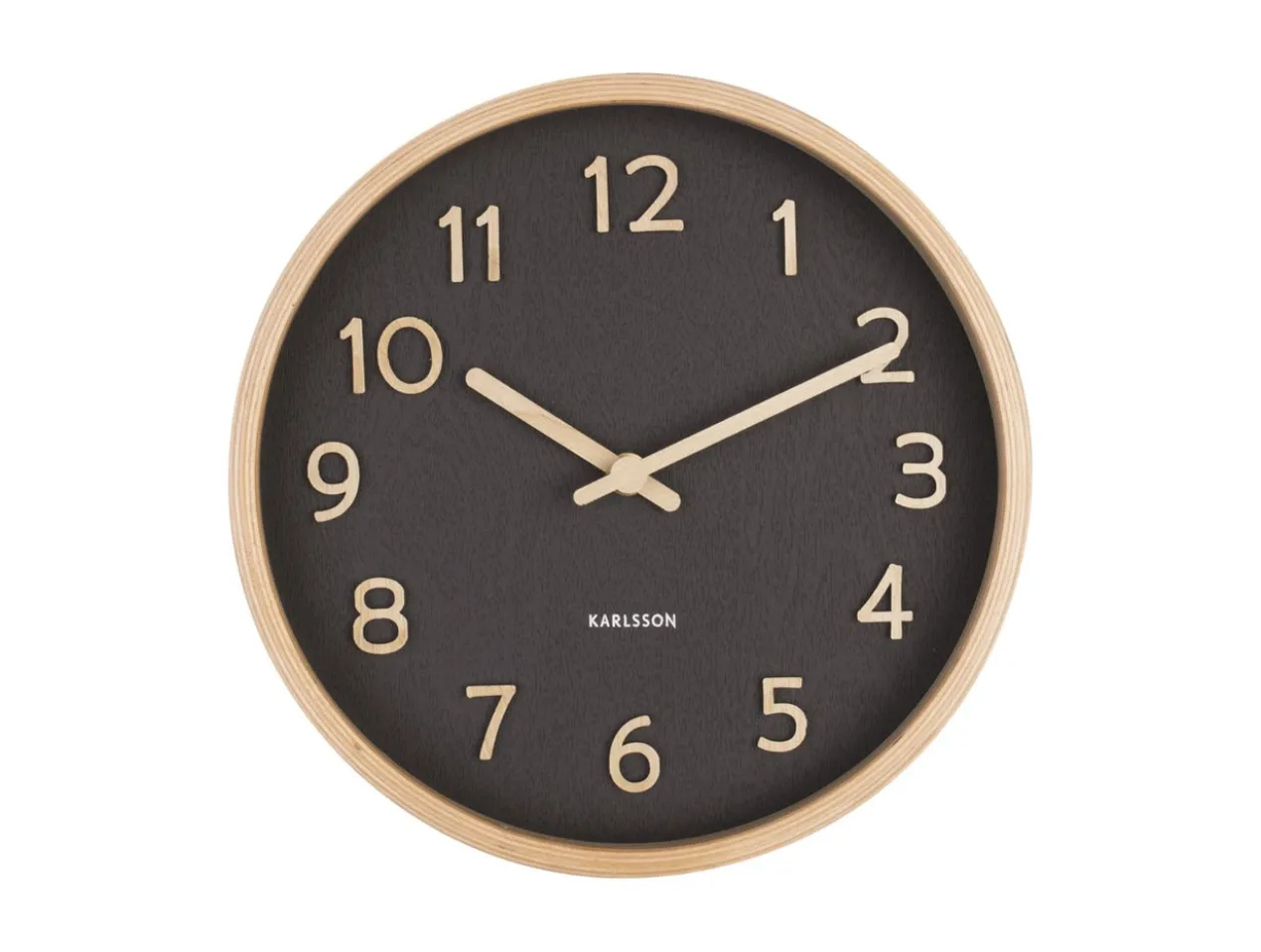Wall clock Pure wood grain small black