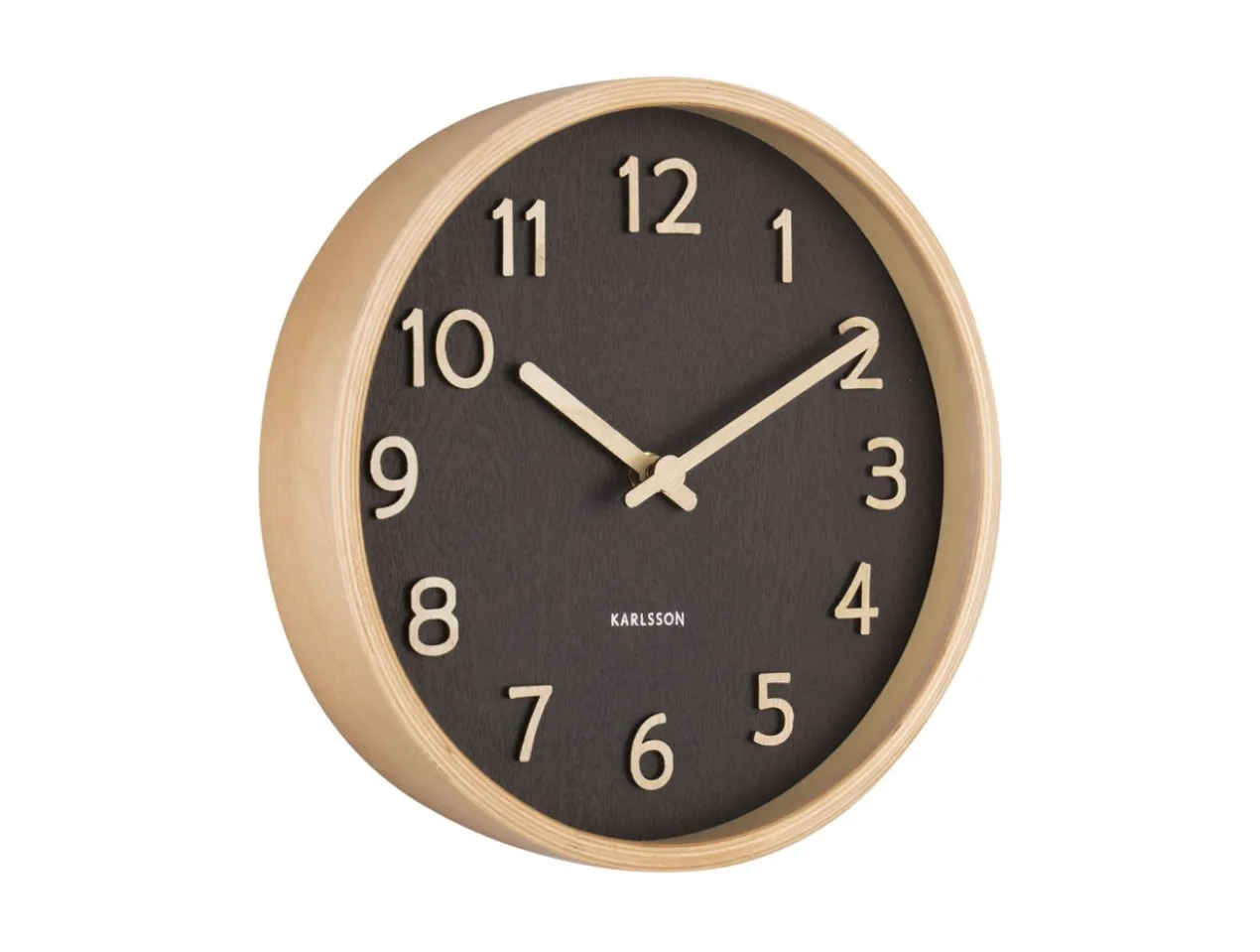 Wall clock Pure wood grain small black