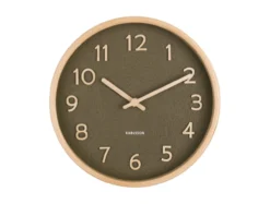 Wall clock Pure wood grain small moss green
