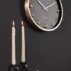 Wall clock Shiny Dots black w. gold