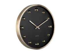 Wall clock Shiny Dots black w. gold