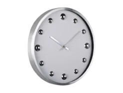 Wall clock Shiny Dots white w. silver