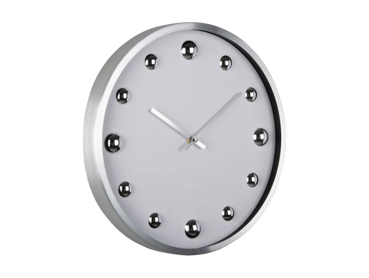 Wall clock Shiny Dots white w. silver