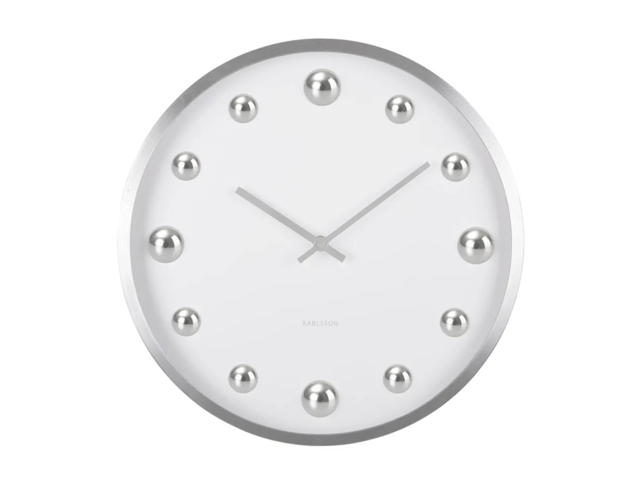 Wall clock Shiny Dots white w. silver