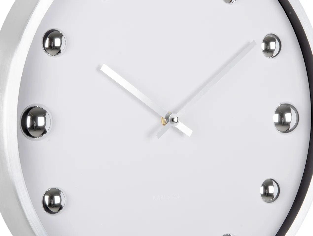 Wall clock Shiny Dots white w. silver