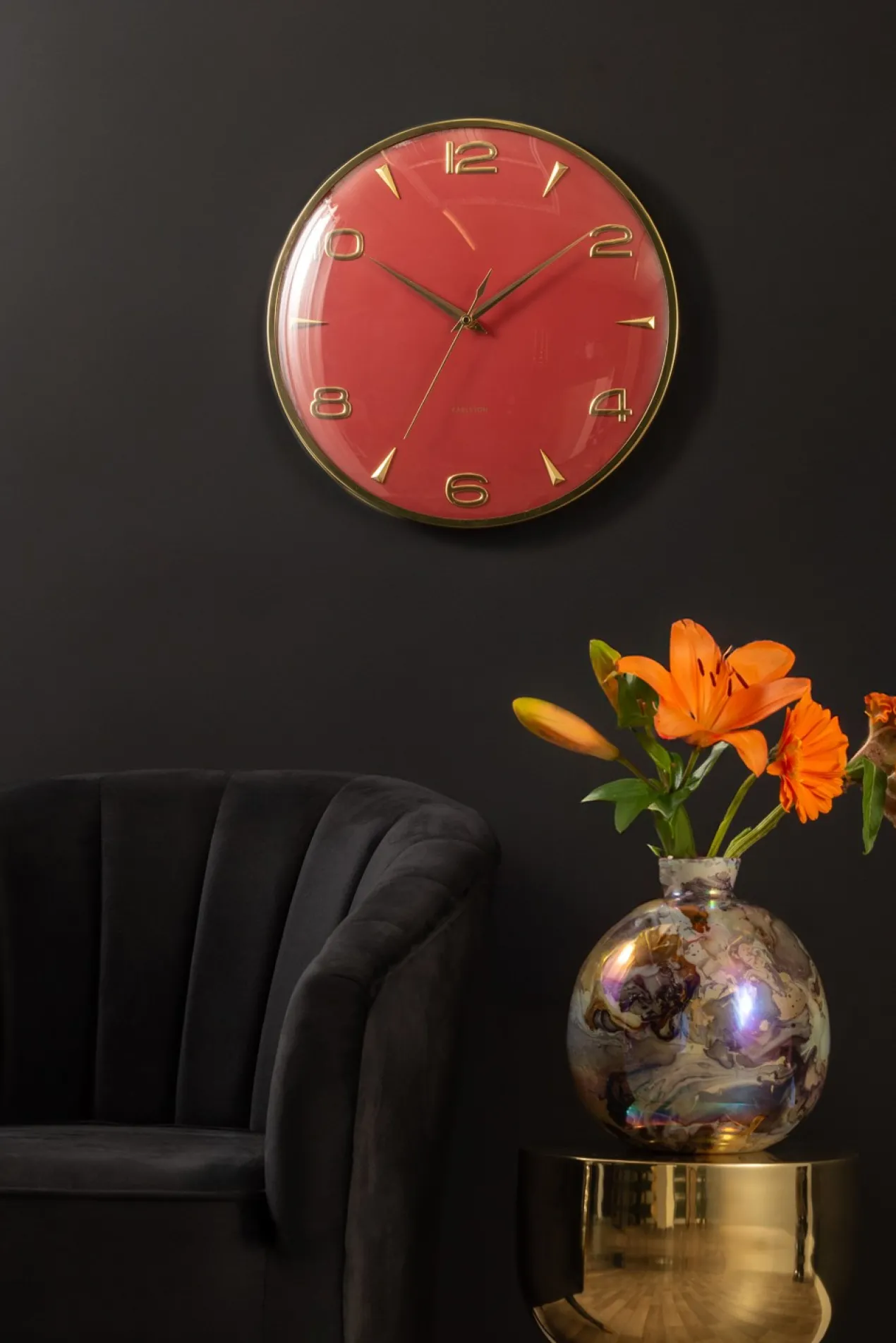 Wall clock Sienna Glow red ochre