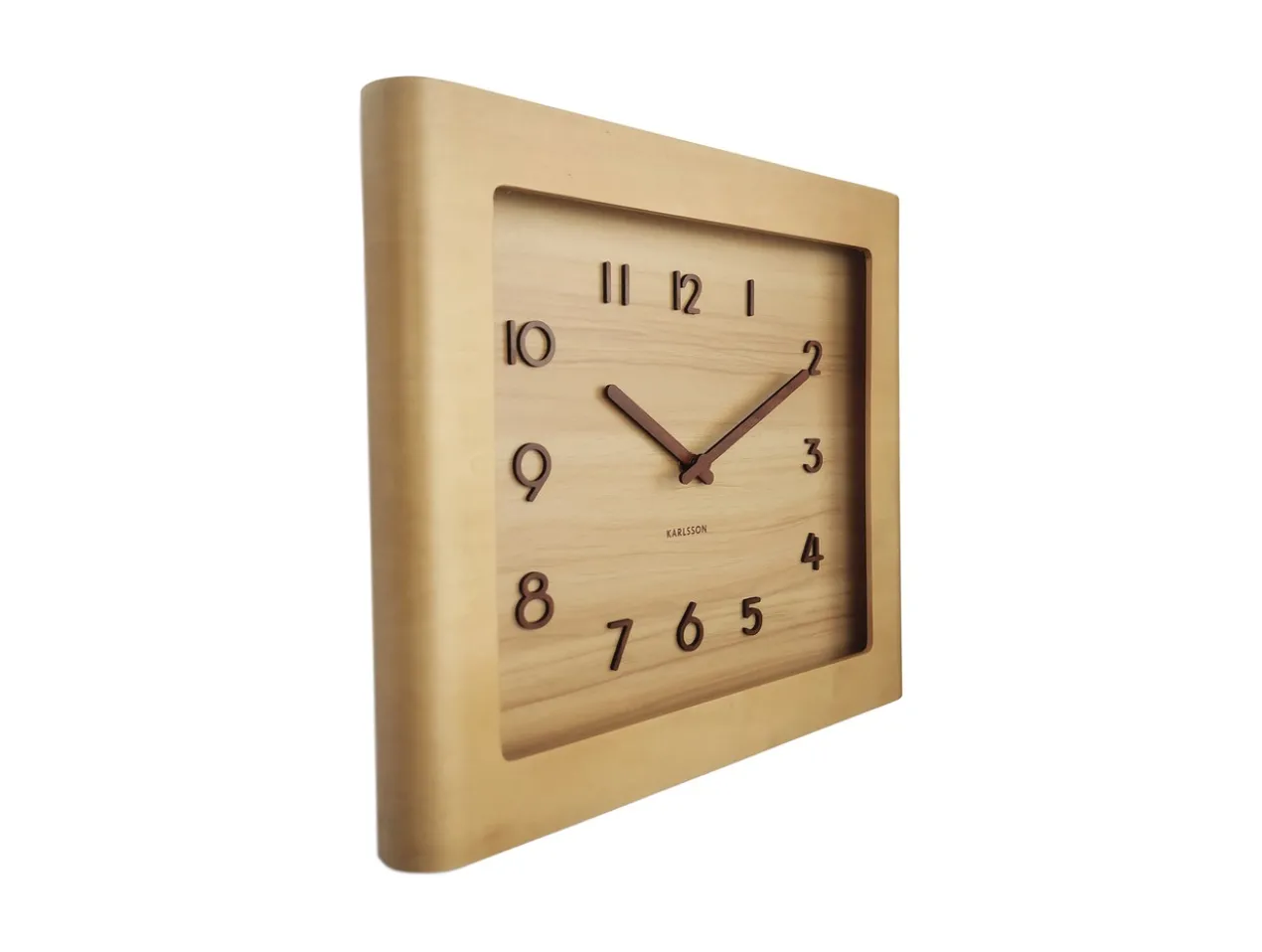 Wall clock Sole squared frame light basswood