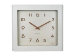 Wall clock Sole squared frame basswood white