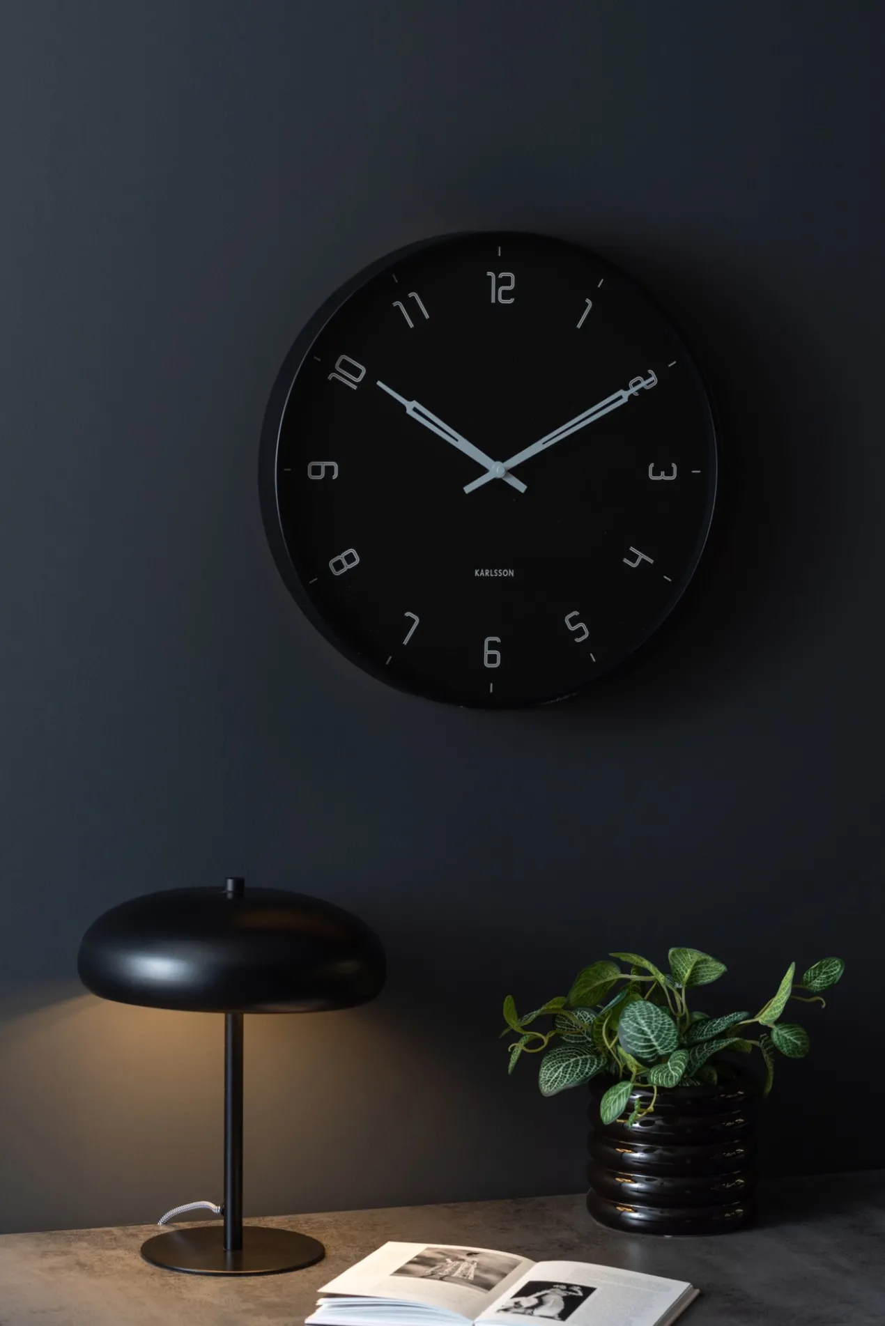 Wall clock Stark iron matt black