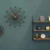Wall clock Sunburst crystal black large