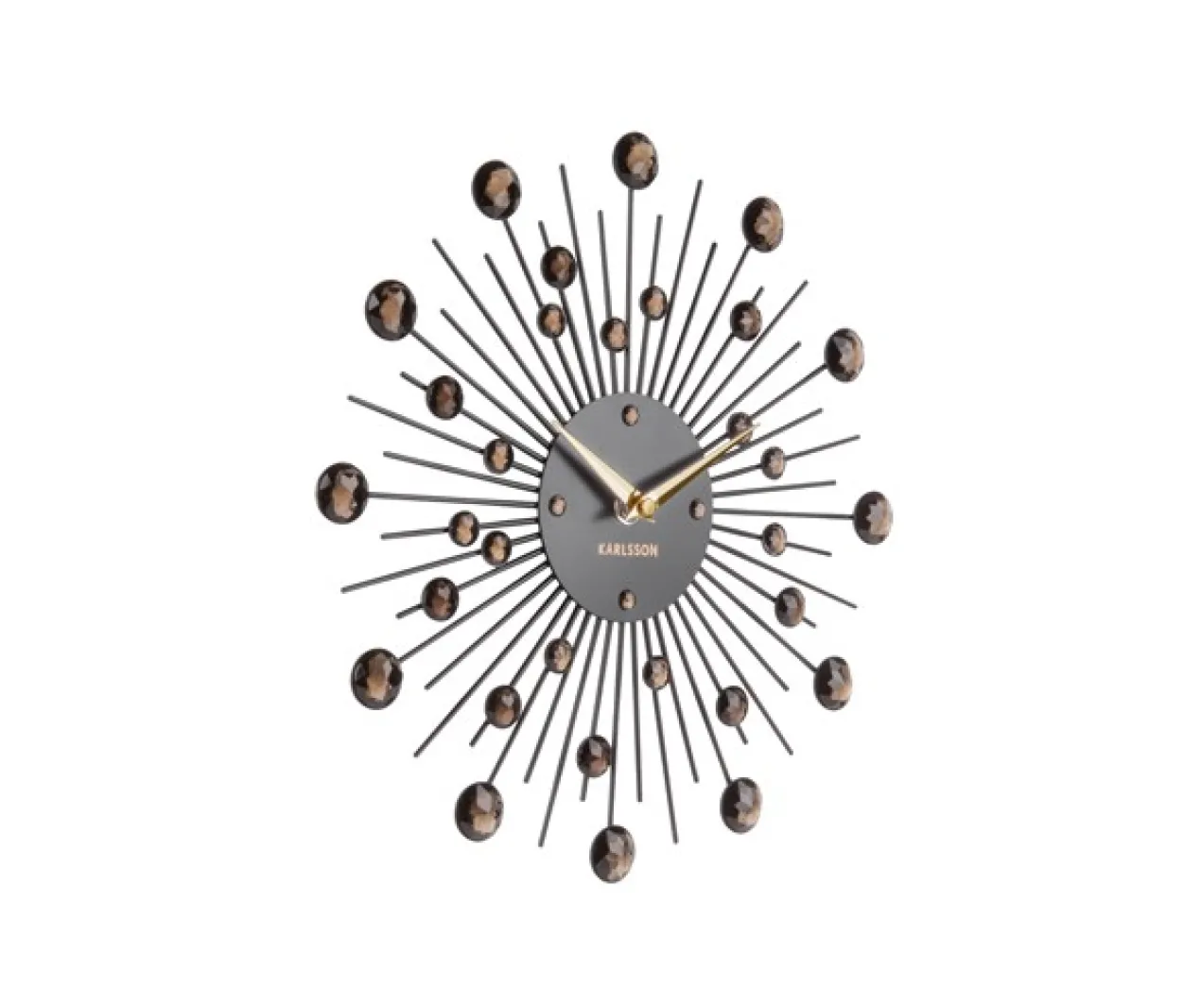 Wall clock Sunburst crystal black medium