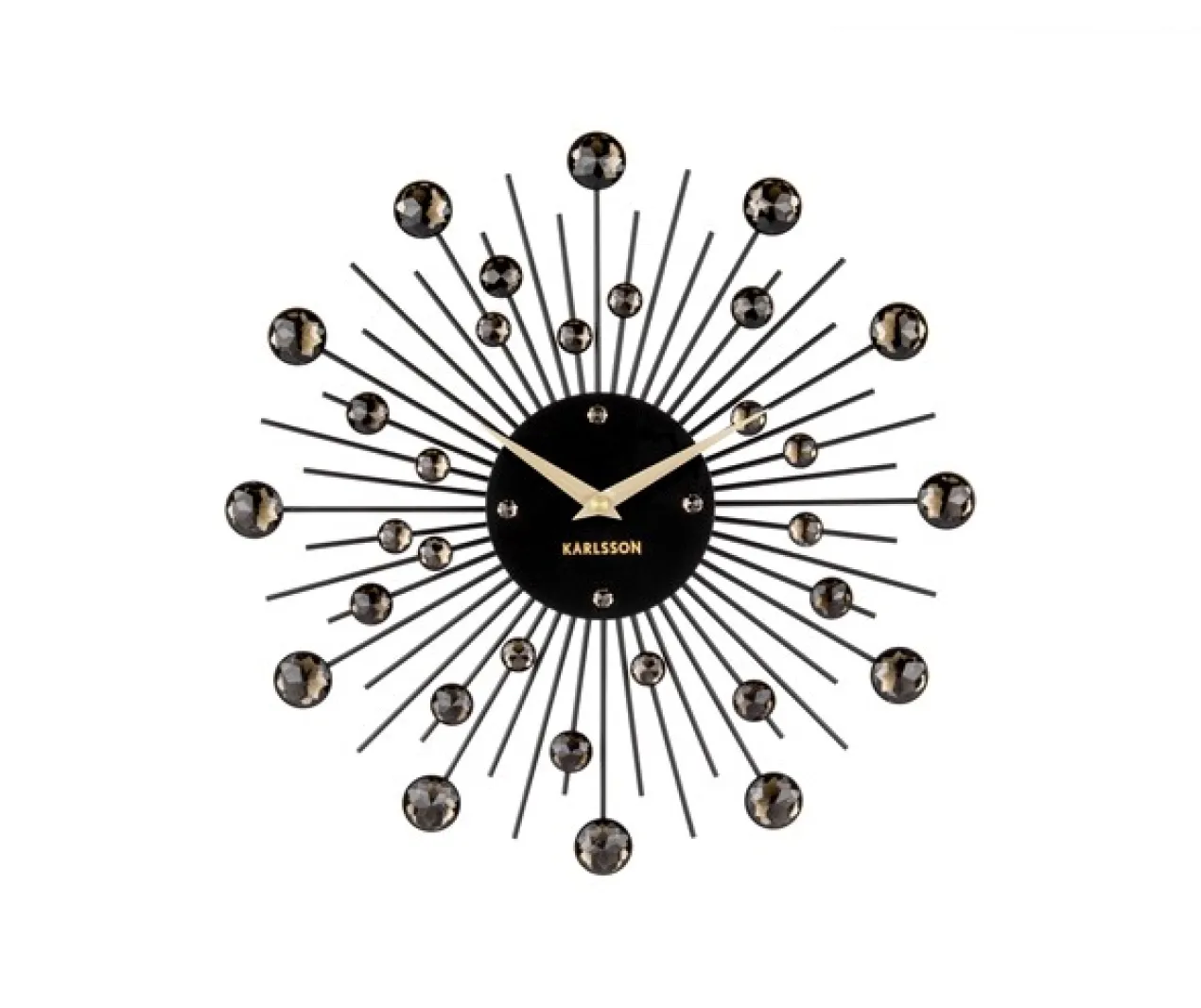 Wall clock Sunburst crystal black medium