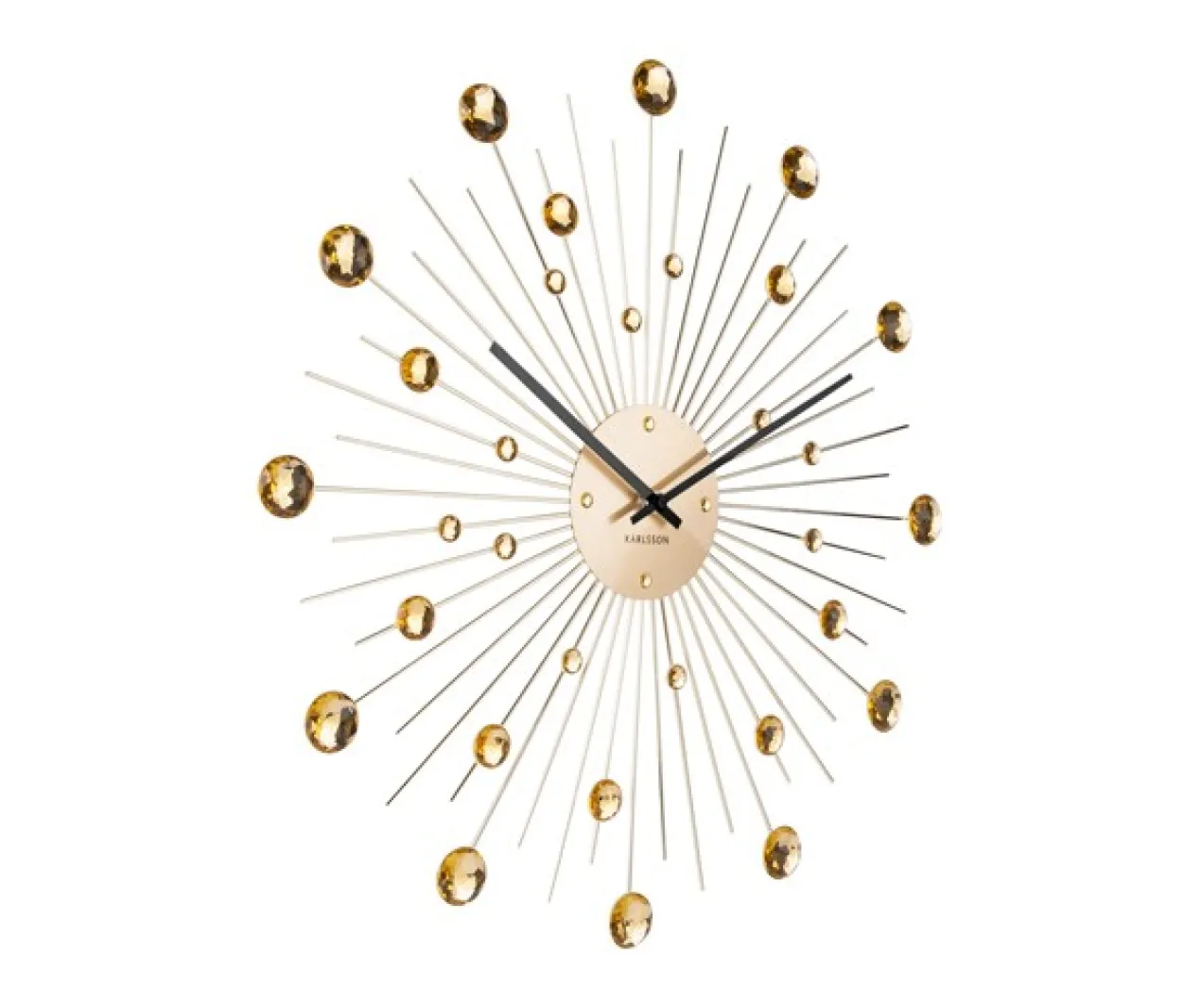 Wall clock Sunburst crystal gold large