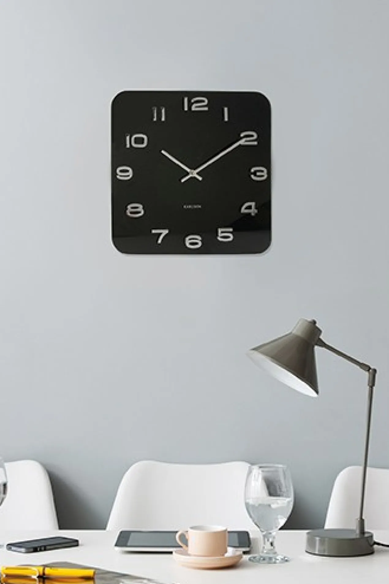 Wall clock Vintage black glass