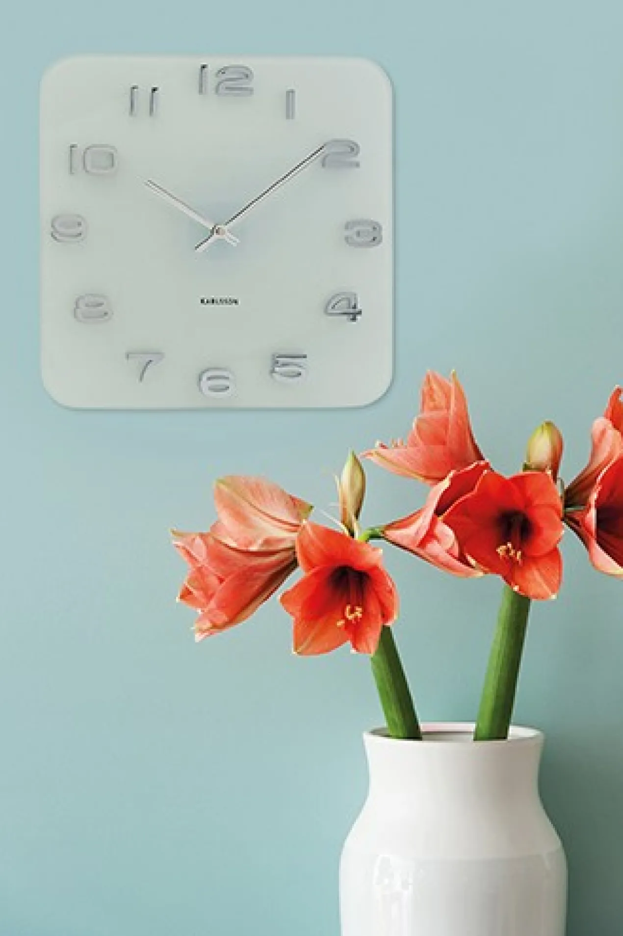 Wall clock Vintage white glass