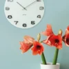 Wall clock Vintage white round glass