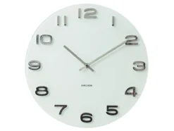 Wall clock Vintage white round glass