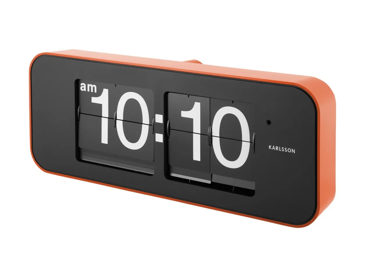 Wall clock Wide Flip orange casing, black dial